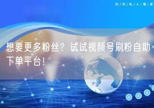 想要更多粉丝？试试视频号刷粉自助下单平台！