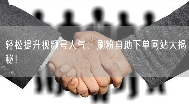 轻松提升视频号人气，刷粉自助下单网站大揭秘！