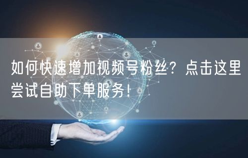 如何快速增加视频号粉丝？点击这里尝试自助下单服务！