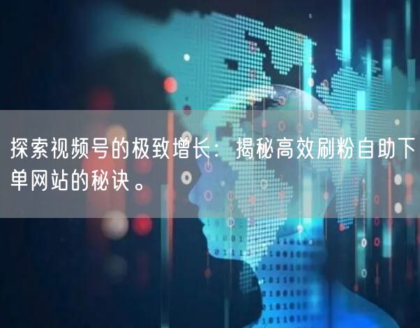 探索视频号的极致增长：揭秘高效刷粉自助下单网站的秘诀。