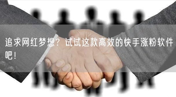 追求网红梦想？试试这款高效的快手涨粉软件吧！