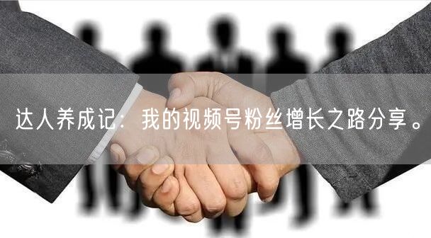 达人养成记：我的视频号粉丝增长之路分享。