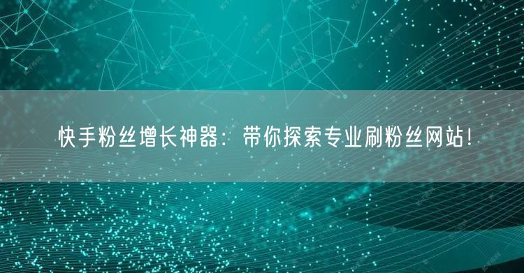 快手粉丝增长神器：带你探索专业刷粉丝网站！
