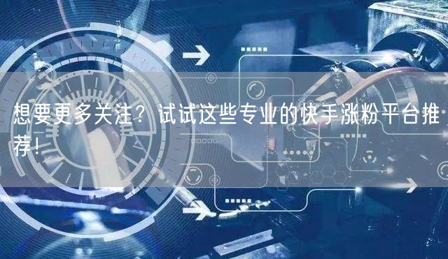 想要更多关注？试试这些专业的快手涨粉平台推荐！