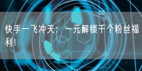 快手一飞冲天：一元解锁千个粉丝福利！