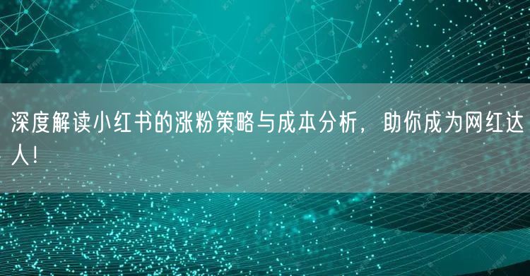 深度解读小红书的涨粉策略与成本分析，助你成为网红达人！